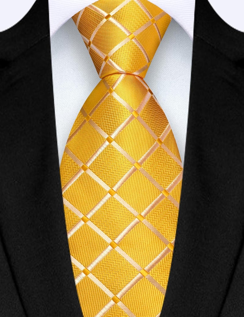 GUSLESON 3.15"(8cm) Fashion Solid Plaid Ties Mens Woven Jacquard Necktie for Wedding - Image 2